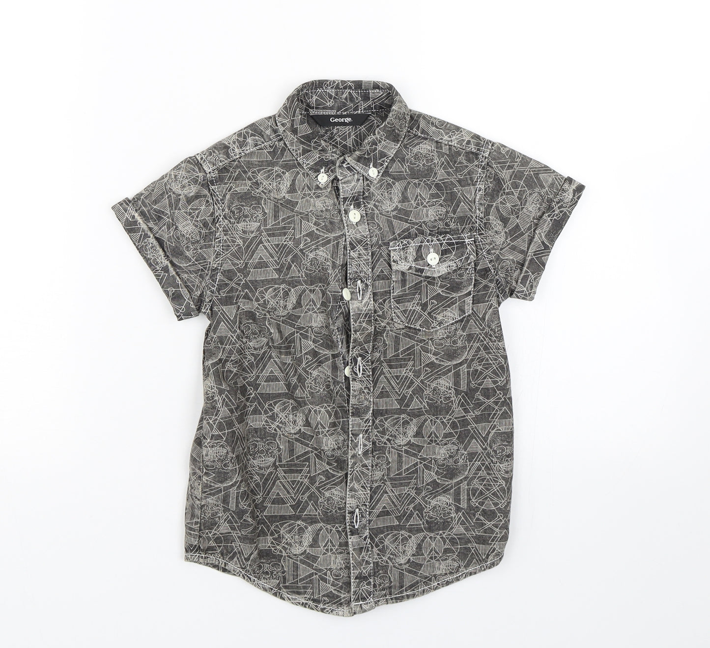 George Boys Brown Geometric  Basic Button-Up Size 4-5 Years