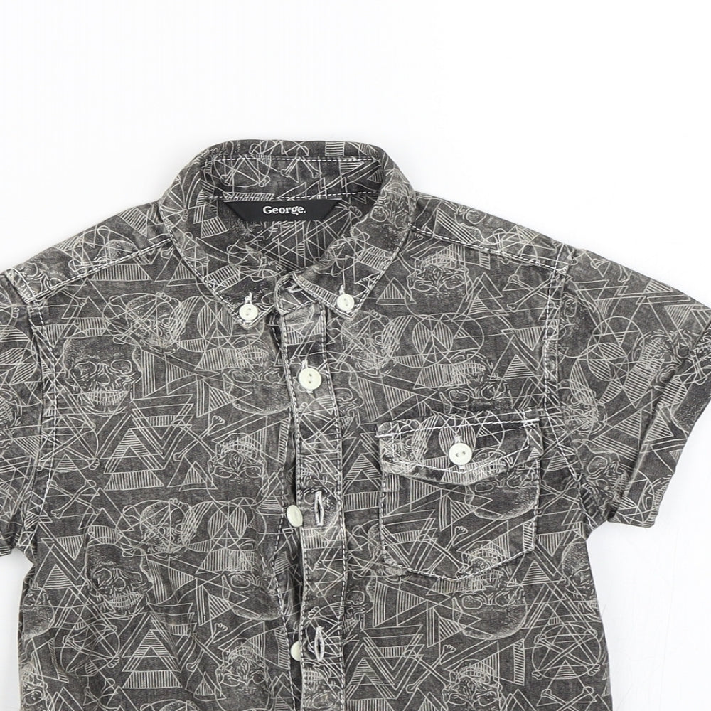 George Boys Brown Geometric  Basic Button-Up Size 4-5 Years
