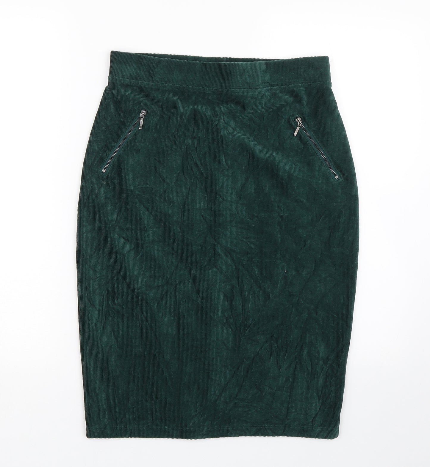 TU Womens Green Striped Corduroy Straight & Pencil Skirt Size 10