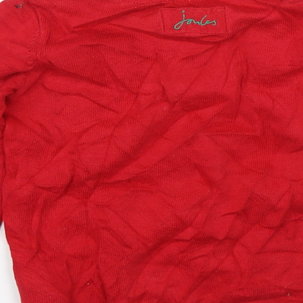 Joules Boys Red  Knit Pullover Jumper Size 5 Years  - Dinosaur