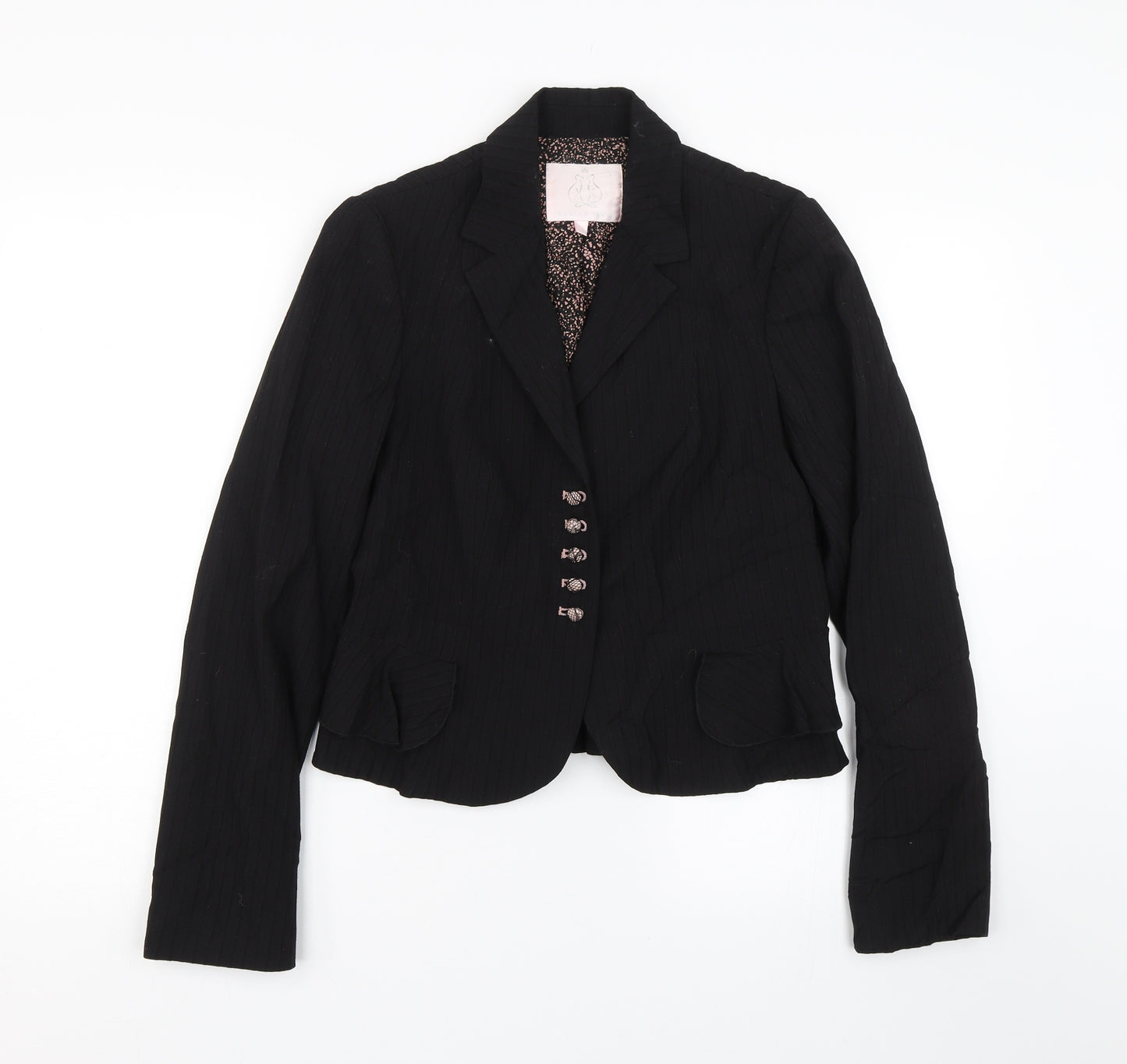 Rebecca Taylor Womens Black Striped  Shorts Suit Suit Size 8