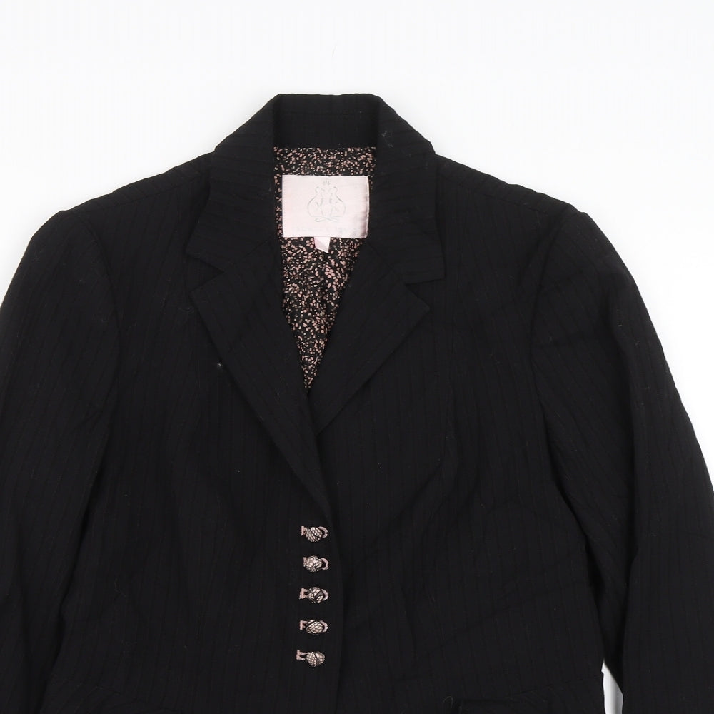 Rebecca Taylor Womens Black Striped  Shorts Suit Suit Size 8