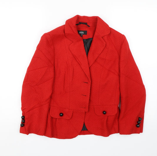 Front view of Marks & Spencer women’s red jacket coat, size UK 8