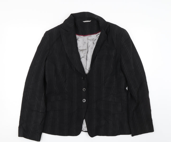M&Co Womens Black Striped Jacket Suit Size 16