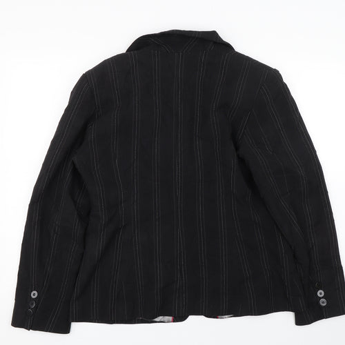M&Co Womens Black Striped  Jacket Suit Size 16