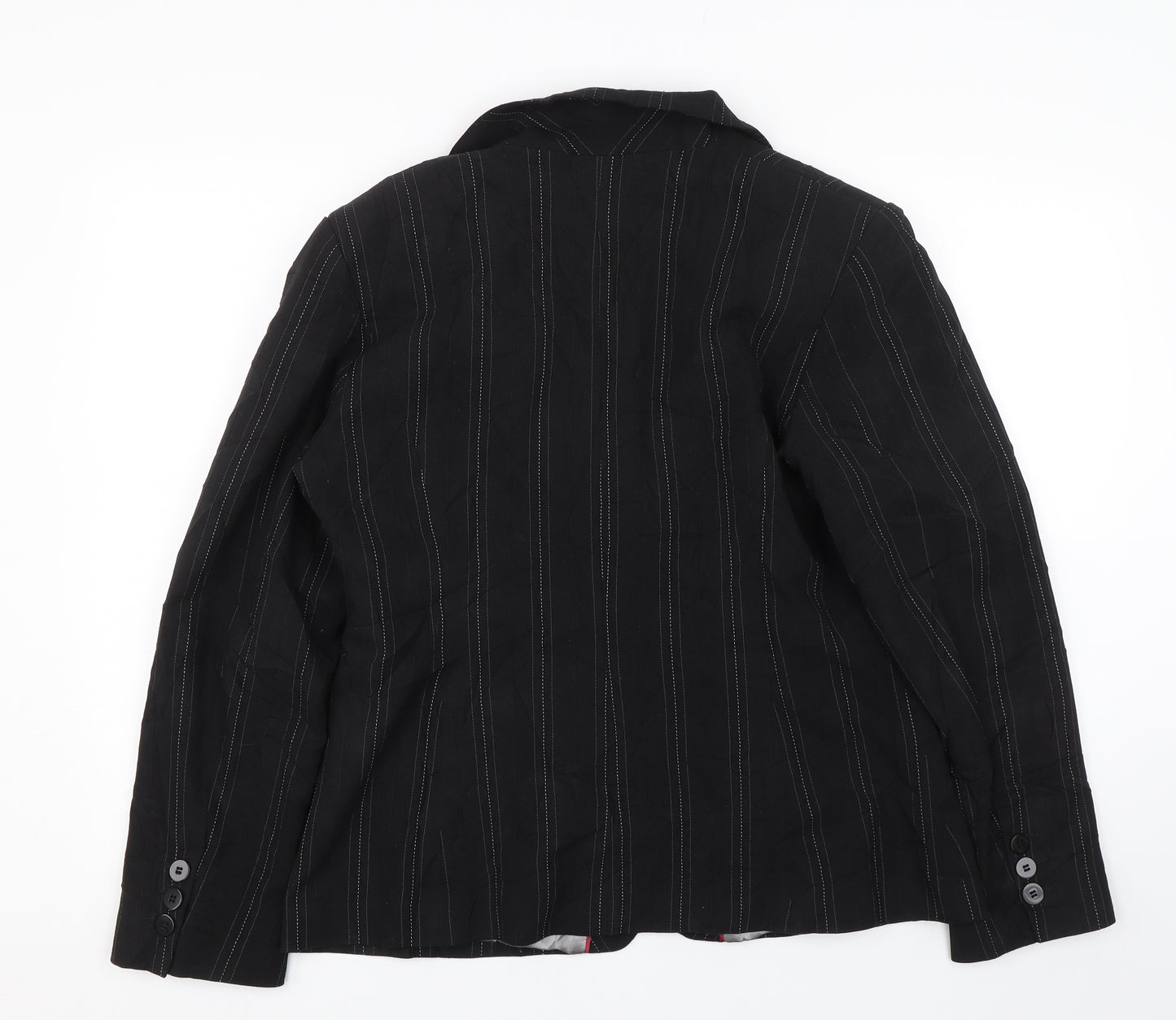 M&Co Womens Black Striped  Jacket Suit Size 16