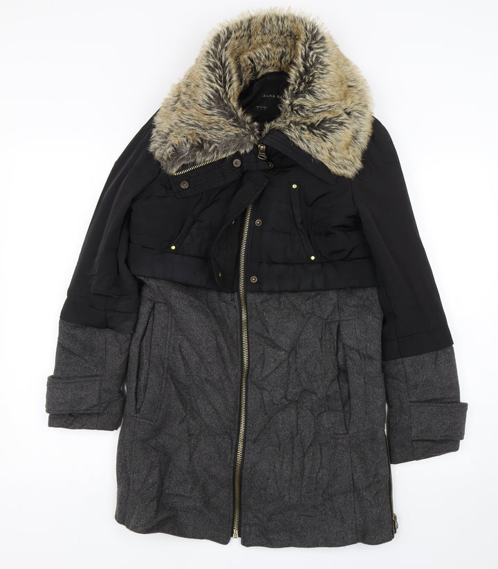 Zara Womens Grey Overcoat Coat Size S