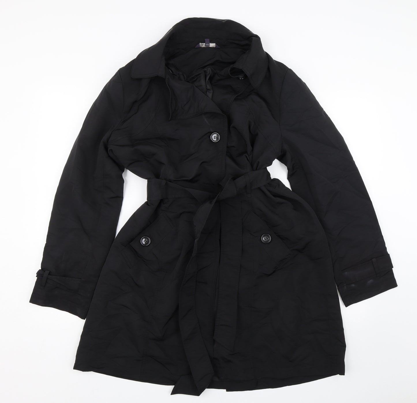 M&S Womens Black   Trench Coat Coat Size 16