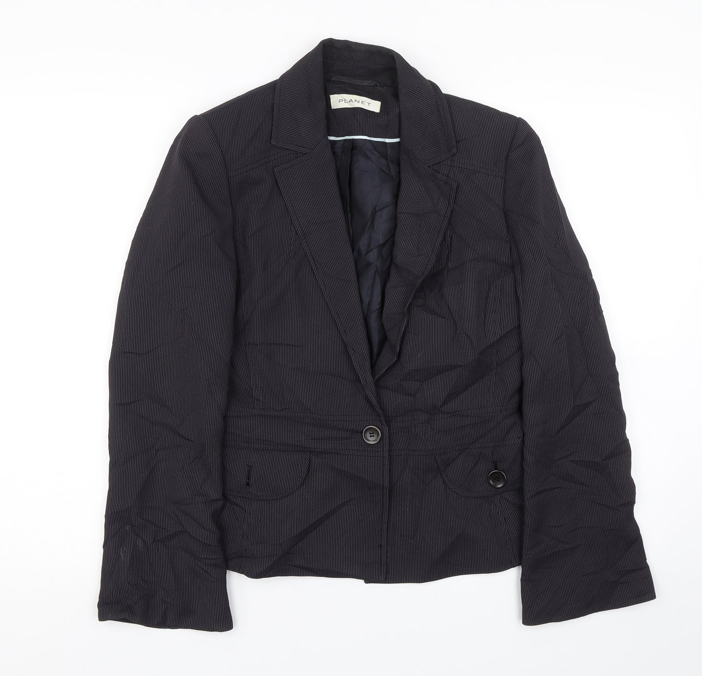 Planet Womens Black Striped  Jacket Suit Jacket Size 10