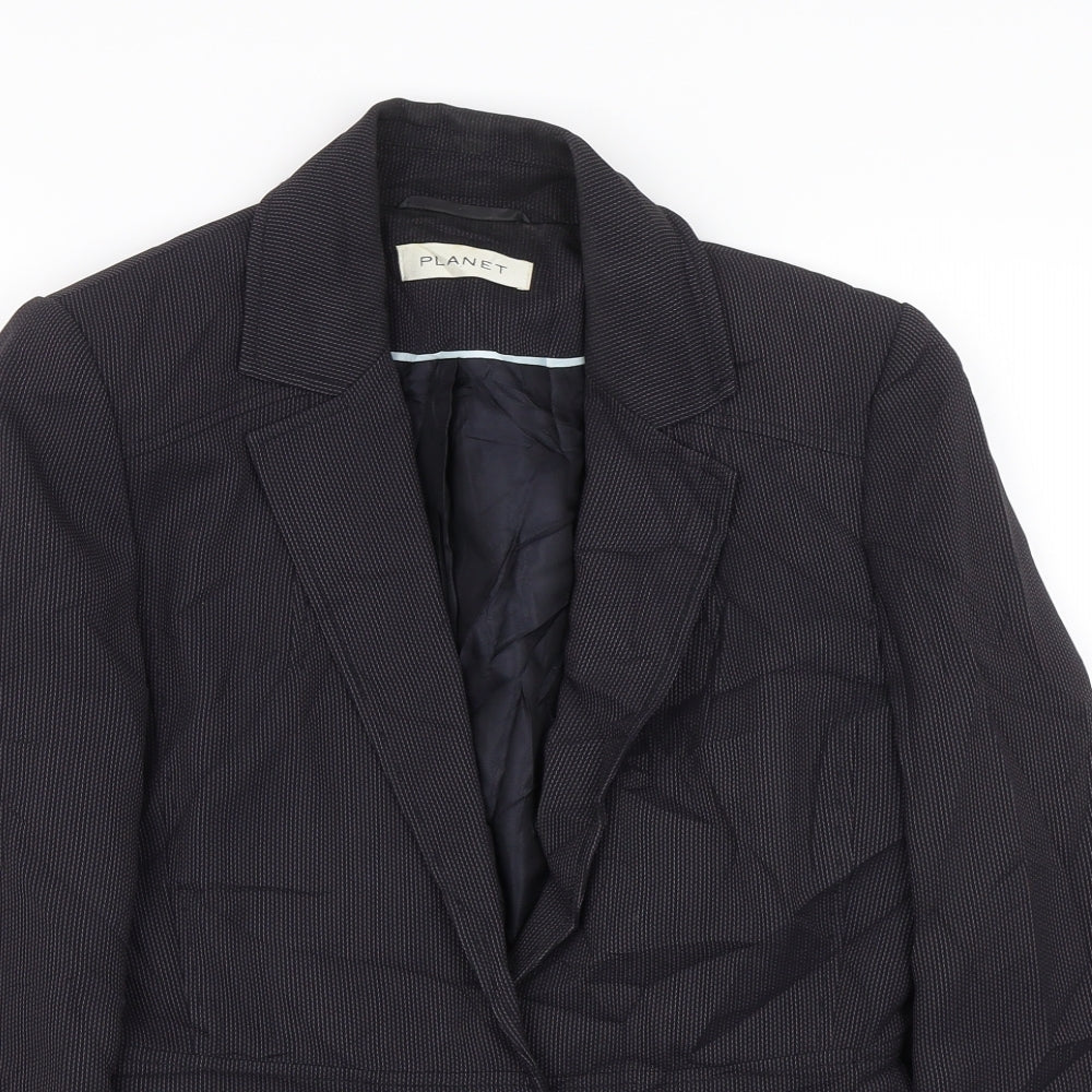 Planet Womens Black Striped  Jacket Suit Jacket Size 10