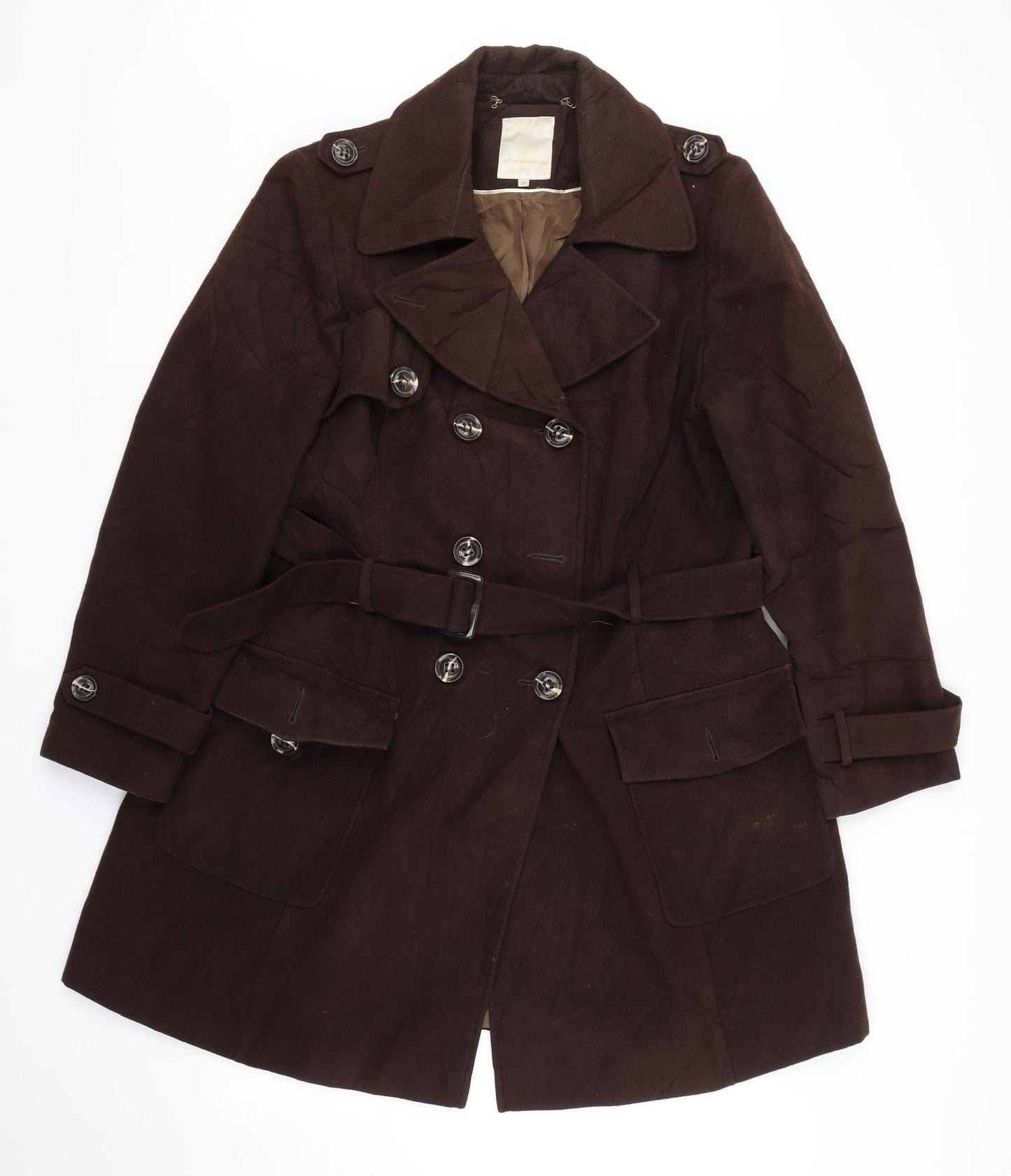 John Rocha Womens Brown   Overcoat Coat Size 18