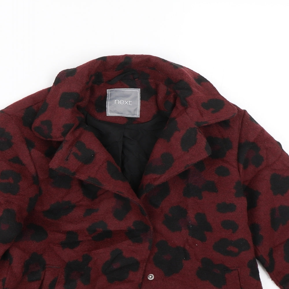 NEXT Girls Red Animal Print  Overcoat Coat Size 7 Years