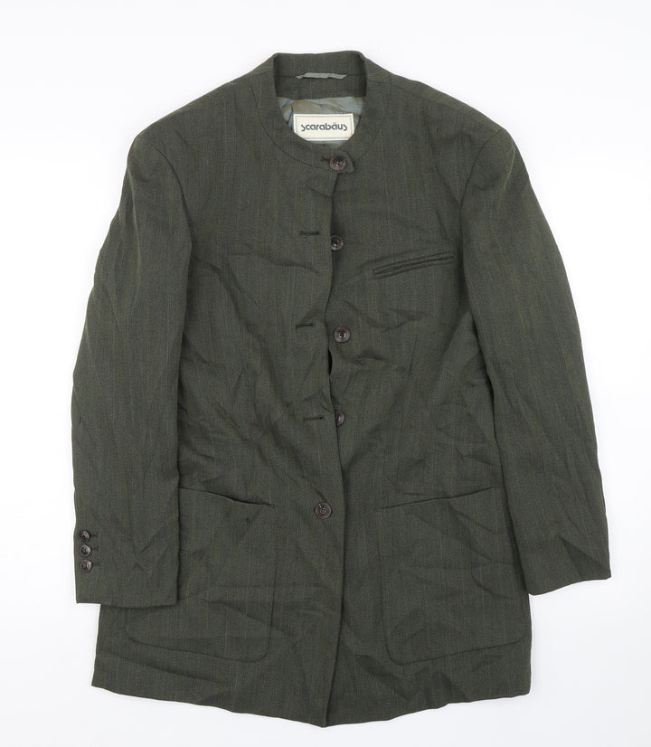 Scarabaus Womens Green Herringbone  Trench Coat Blazer Size 10