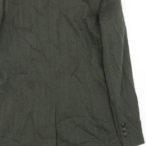 Scarabaus Womens Green Herringbone  Trench Coat Blazer Size 10