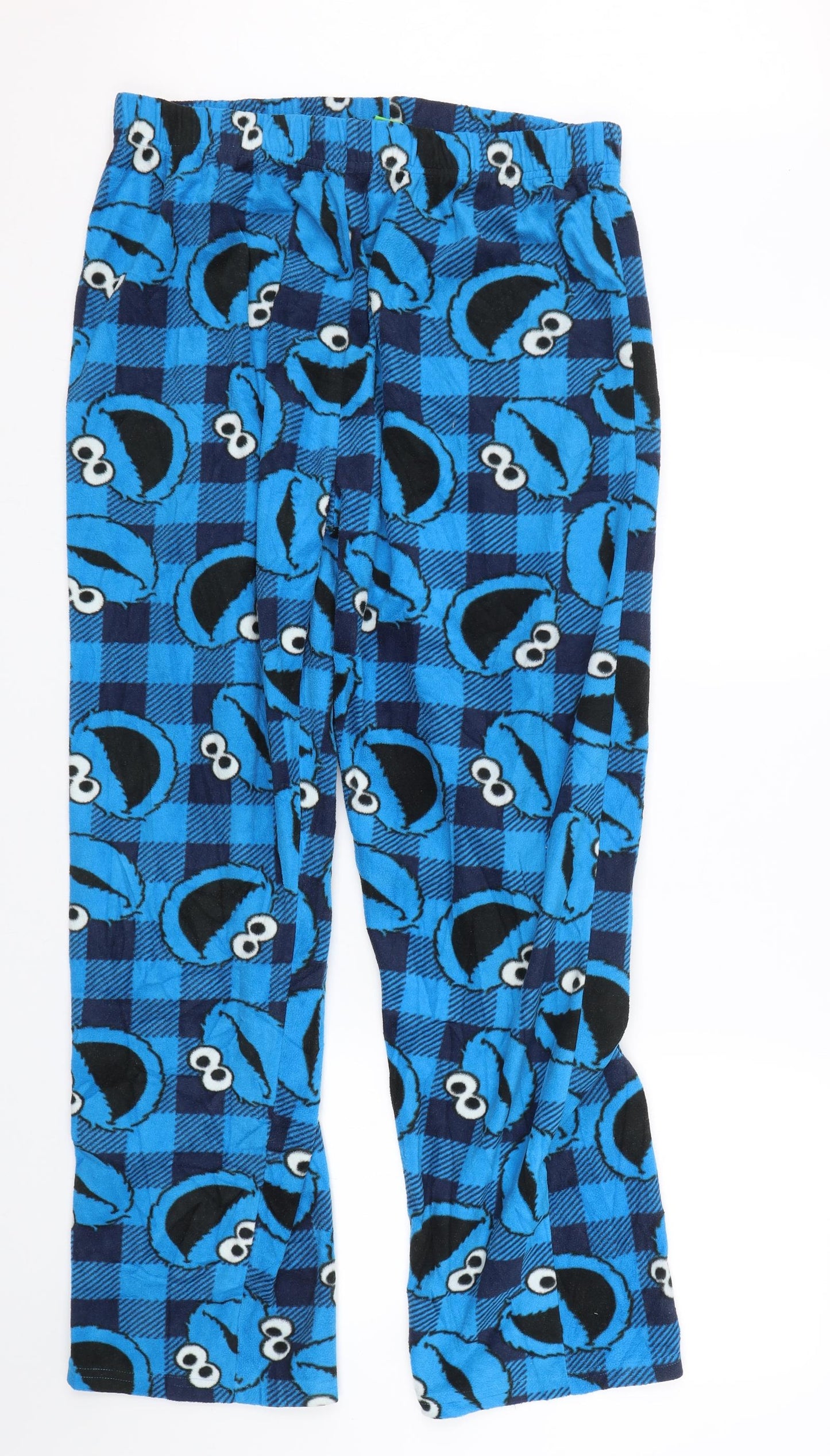 George Womens Blue Check   Pyjama Pants Size L  - Cookie Monster