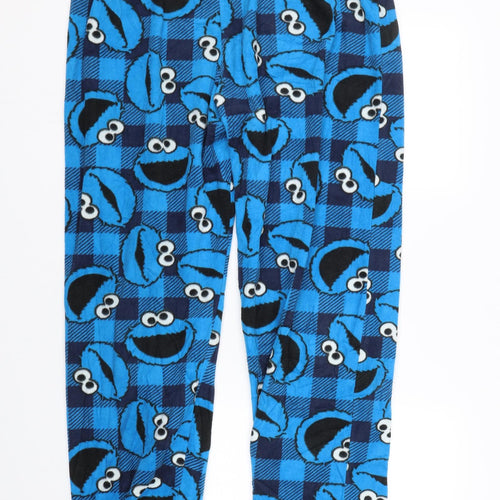 George Womens Blue Check   Pyjama Pants Size L  - Cookie Monster