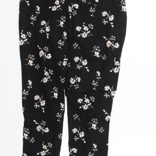 NEXT Womens Black Floral  Trousers  Size 12 L24 in
