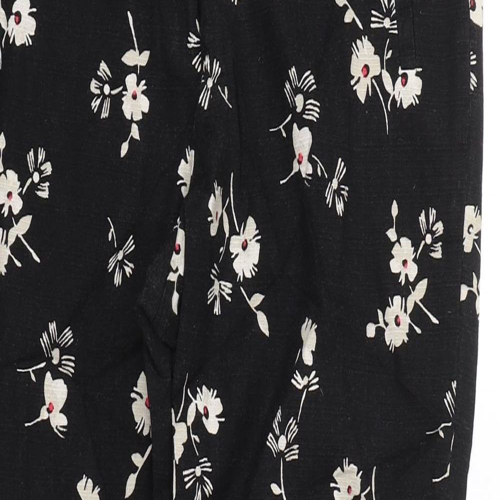 NEXT Womens Black Floral  Trousers  Size 12 L24 in