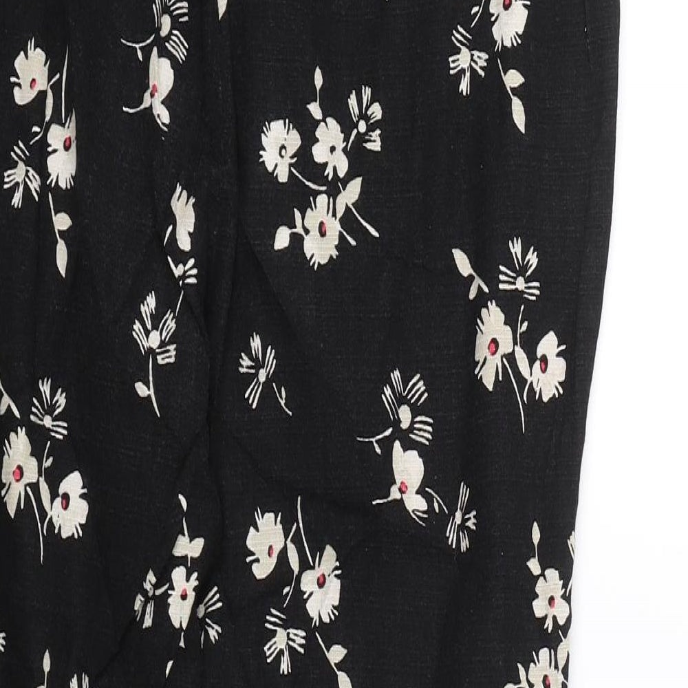 NEXT Womens Black Floral  Trousers  Size 12 L24 in