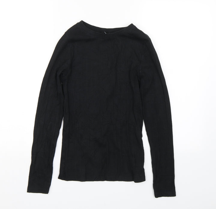 New Look Womens Black Striped  Wrap T-Shirt Size 10