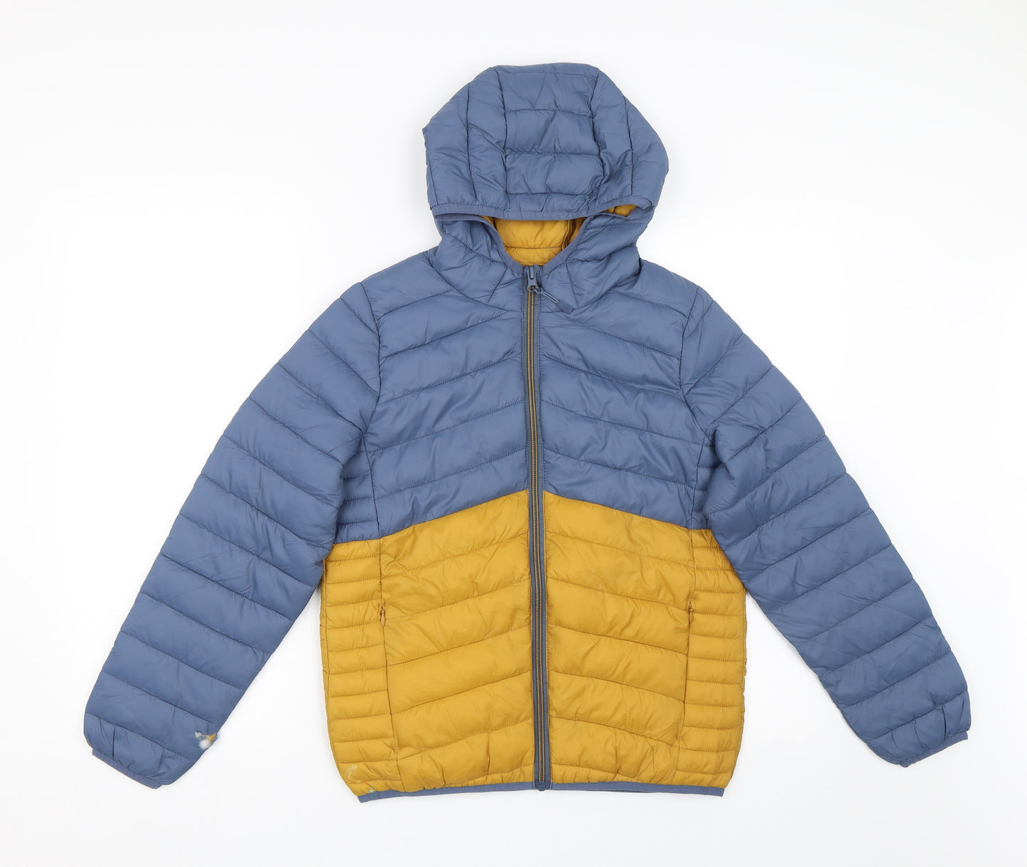 M&S Boys Blue Striped  Puffer Jacket Coat Size 11-12 Years