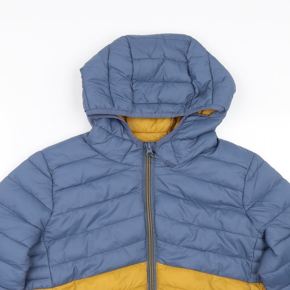 M&S Boys Blue Striped  Puffer Jacket Coat Size 11-12 Years