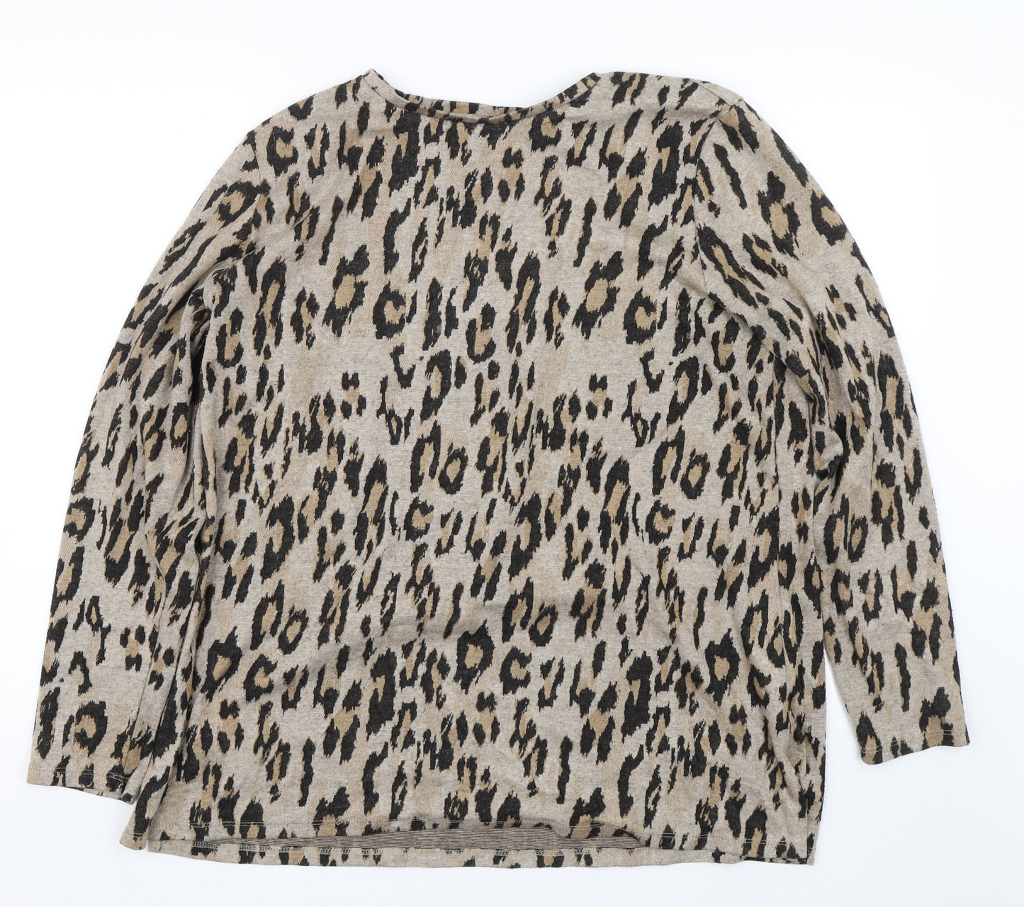 Papaya Womens Brown Animal Print  Pullover Jumper Size 16
