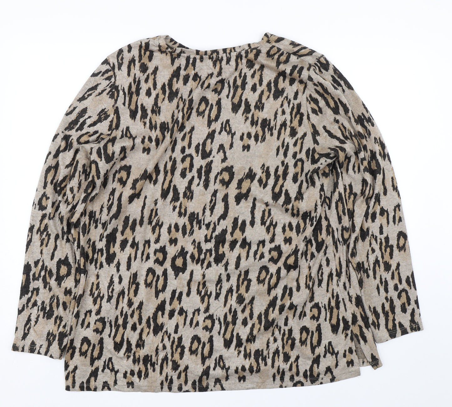 Papaya Womens Brown Animal Print  Pullover Jumper Size 16