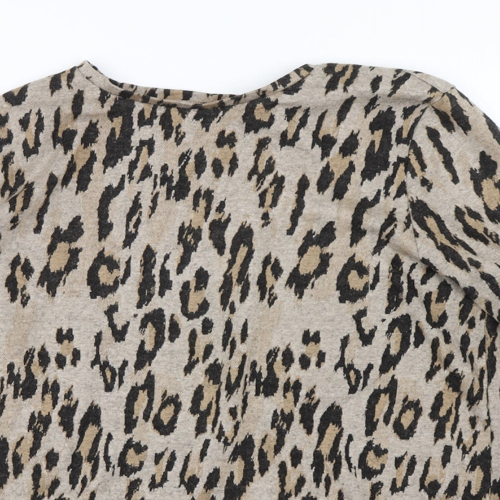 Papaya Womens Brown Animal Print  Pullover Jumper Size 16