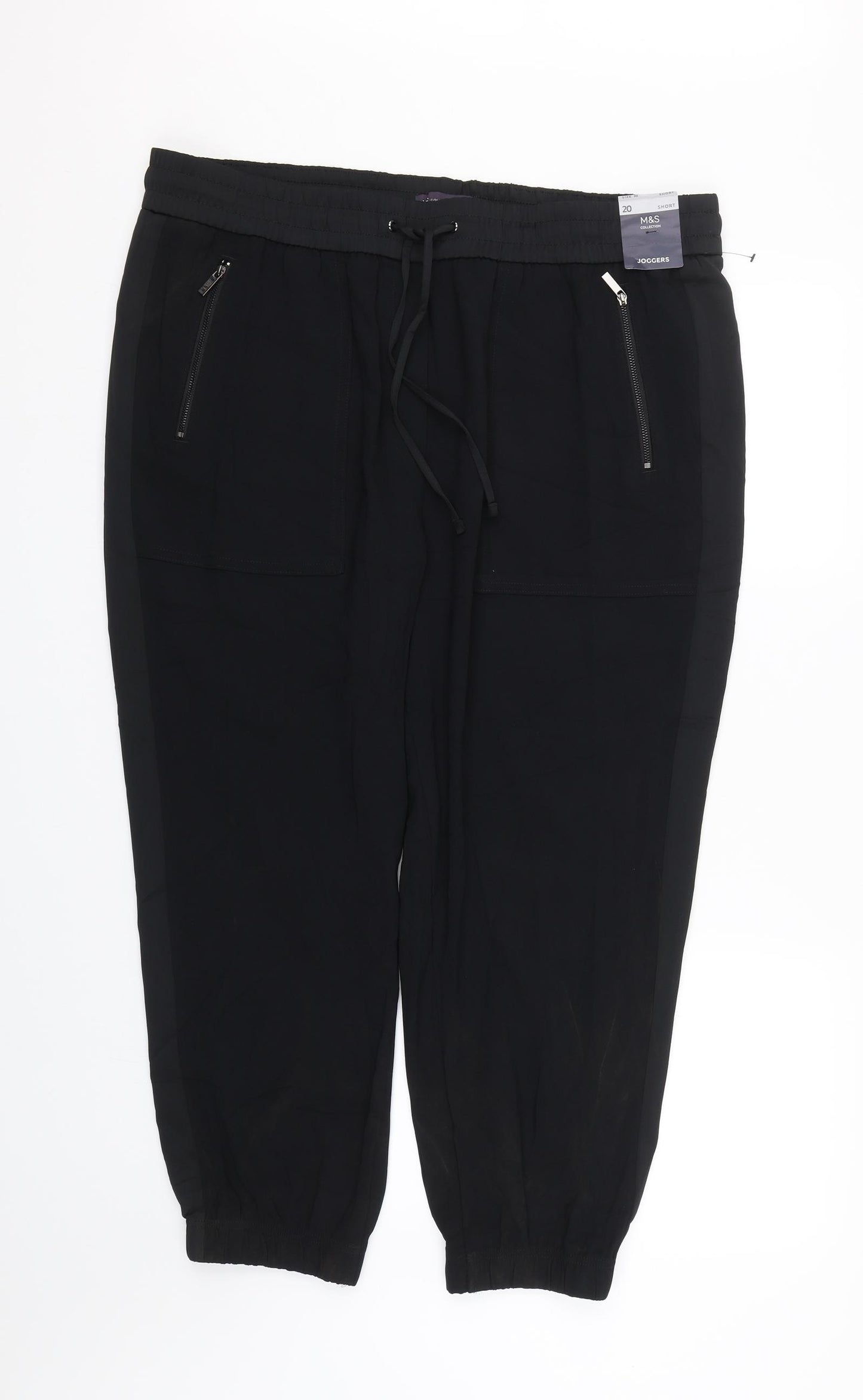 M&S Womens Black   Sweatpants Trousers Size 20 L23.5 in