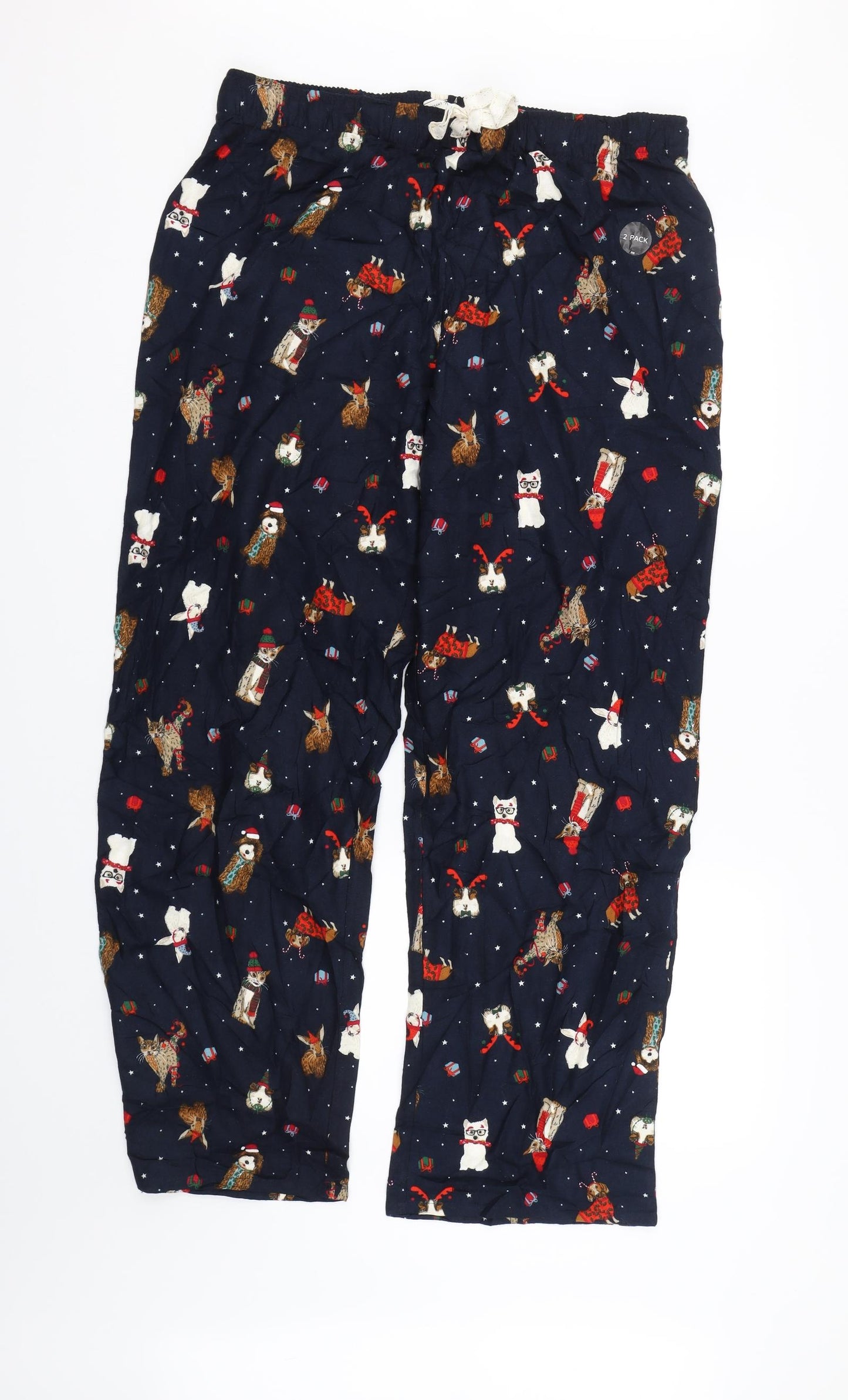 M&S Womens Blue Animal Print  Cami Pyjama Pants Size 16  - Christmas Animals