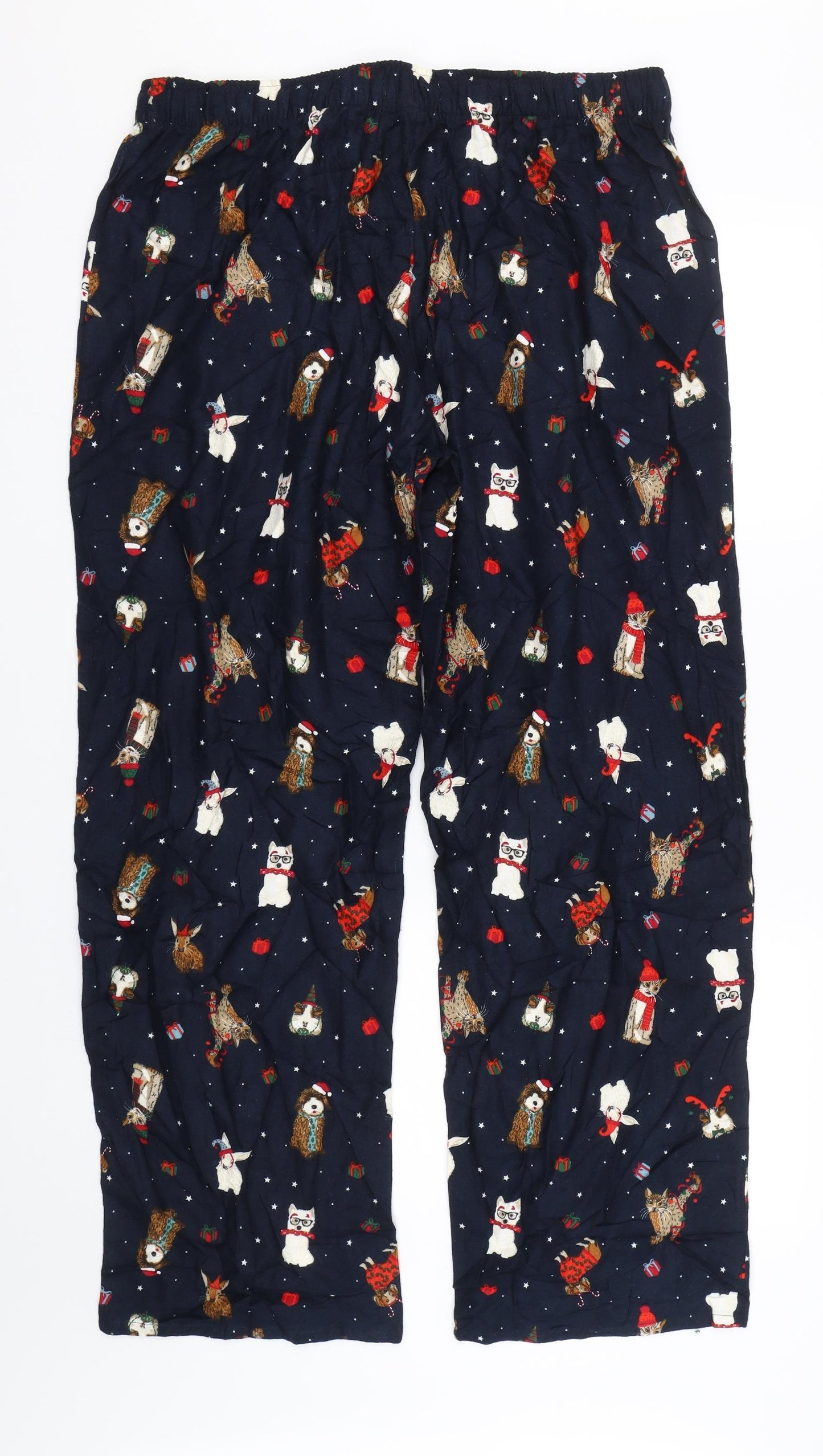 M&S Womens Blue Animal Print  Cami Pyjama Pants Size 16  - Christmas Animals