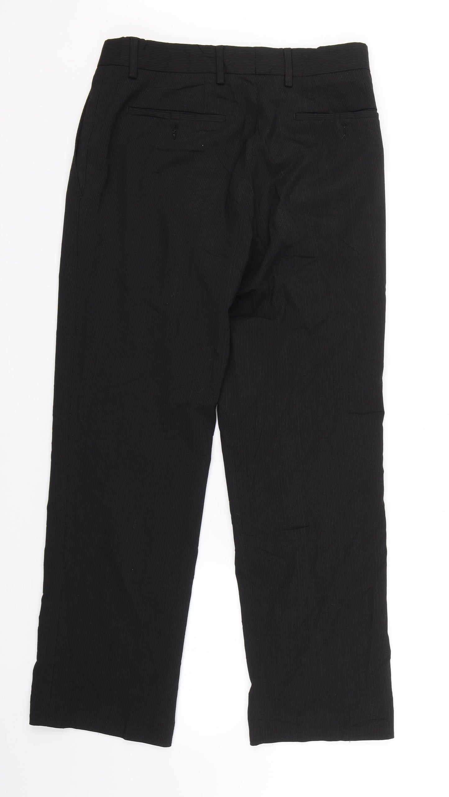 Preworn Womens Black Striped  Trousers  Size 8 L26.5 in