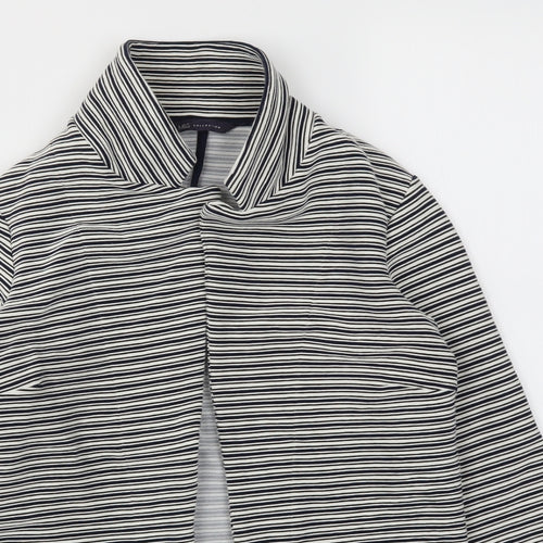 M&S Womens Blue Striped  Jacket Blazer Size 10