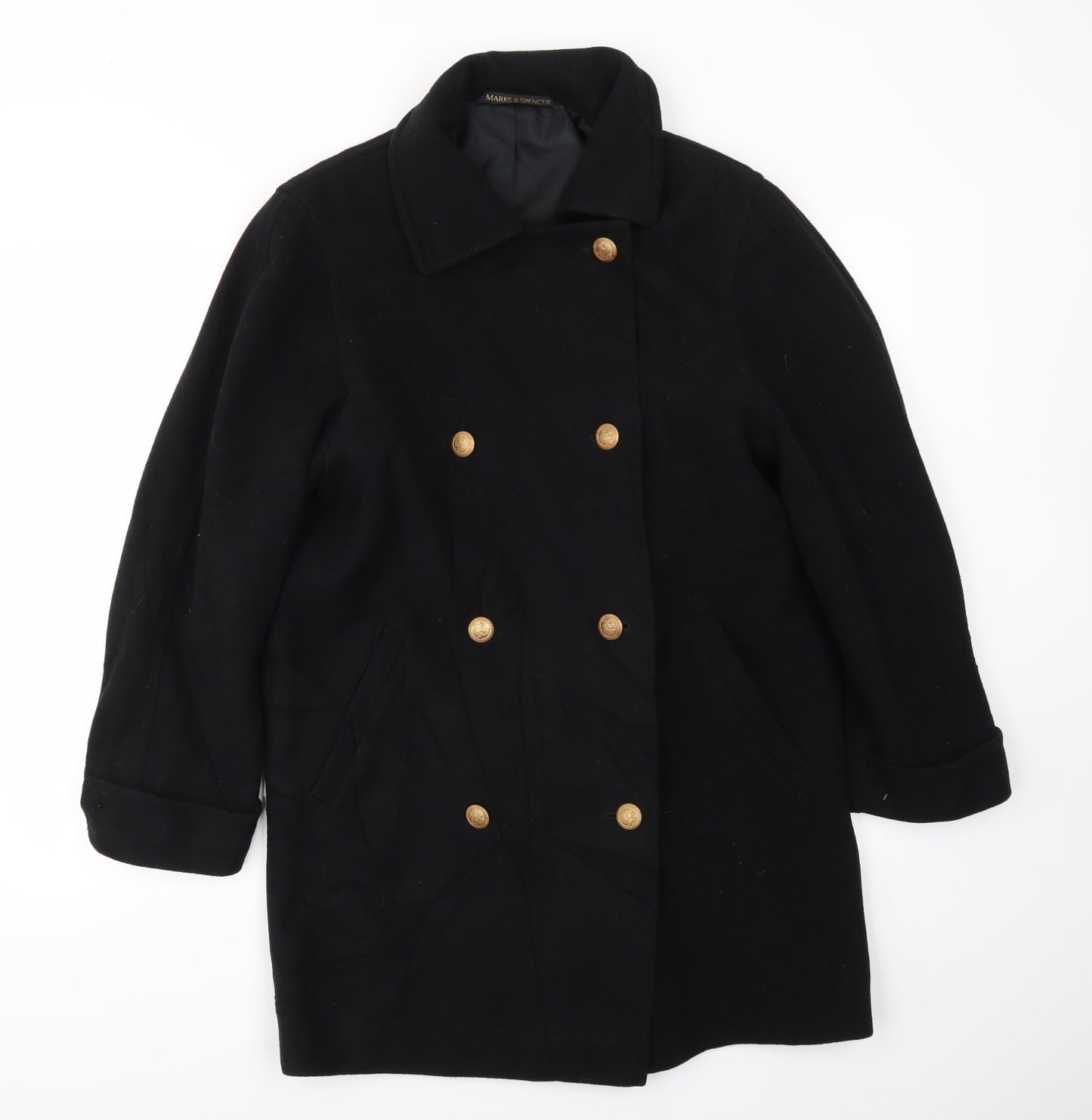 M&S Womens Black   Jacket Coat Size 10