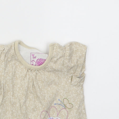 TU Girls Beige   Basic T-Shirt Size 0-3 Months
