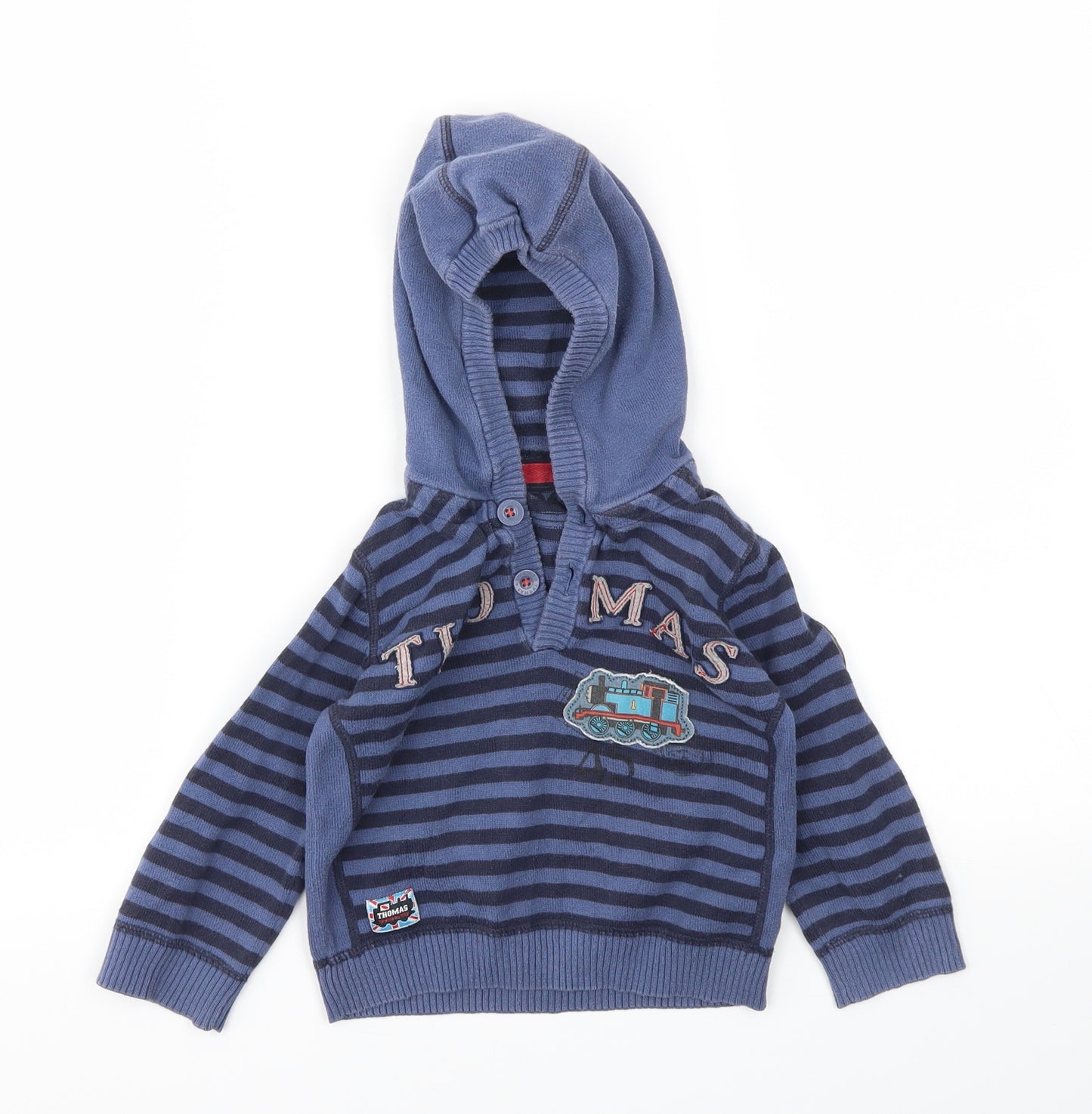 M&S Boys Blue Striped  Pullover Jumper Size 2-3 Years