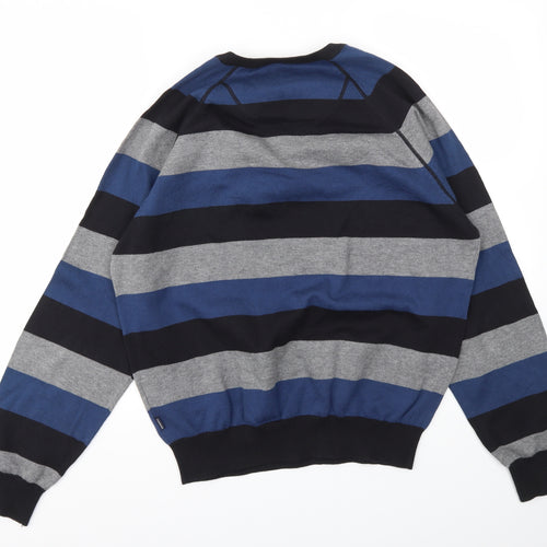 LAKE HOCKEY Mens Blue Striped  Pullover Sweatshirt Size L