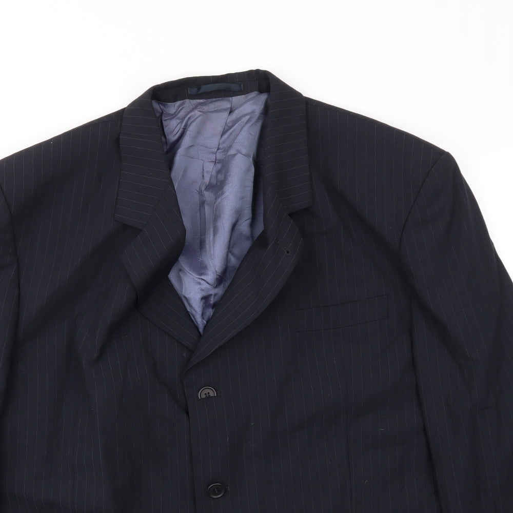Preworn Mens Blue Striped  Jacket Blazer Size 48