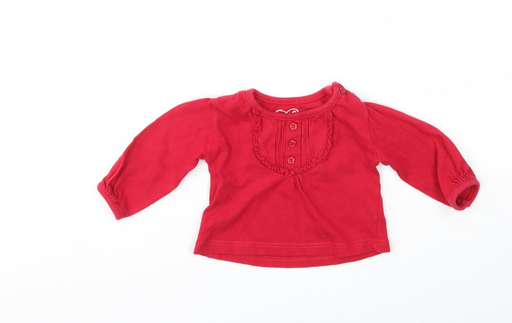 Earlydays Girls Red Basic T-Shirt Size 0-3 Months