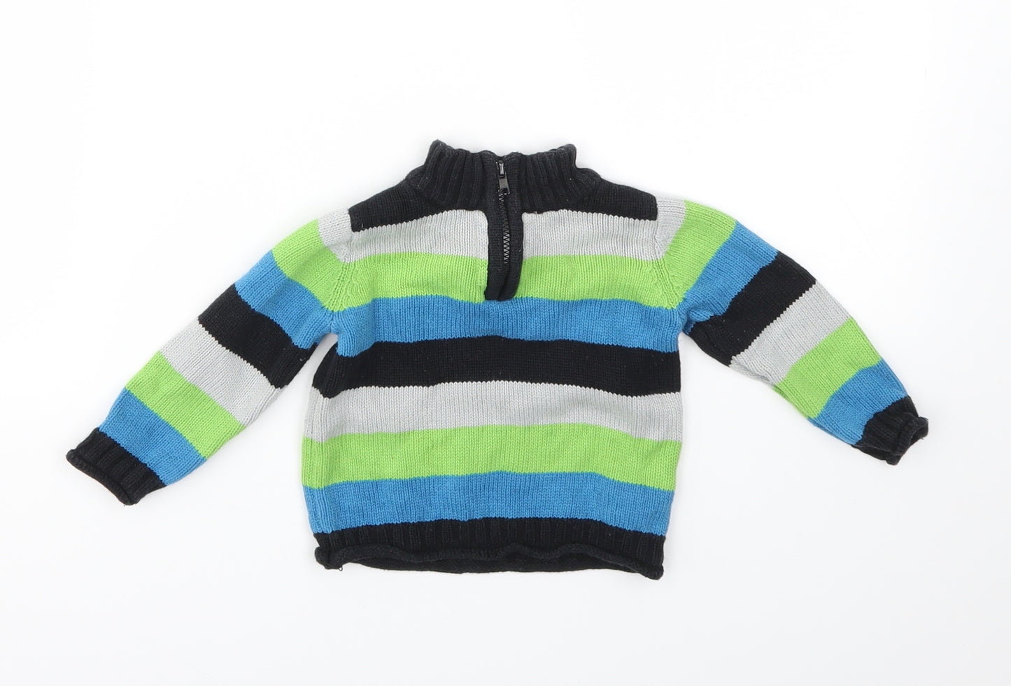authentic boys Boys Blue Striped  Basic Coat Jacket Size 3-6 Months