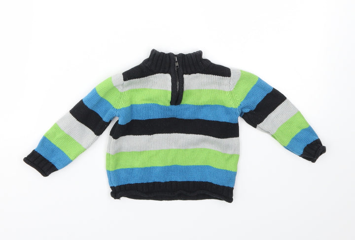 authentic boys Boys Blue Striped  Basic Coat Jacket Size 3-6 Months