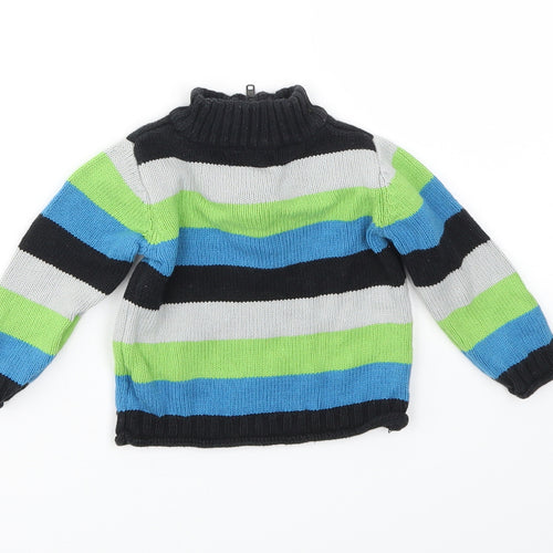 authentic boys Boys Blue Striped  Basic Coat Jacket Size 3-6 Months