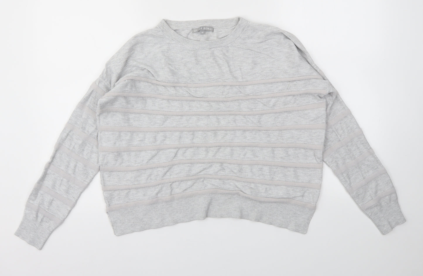 Oliver Bonas Womens Grey Striped  Pullover Jumper Size 10