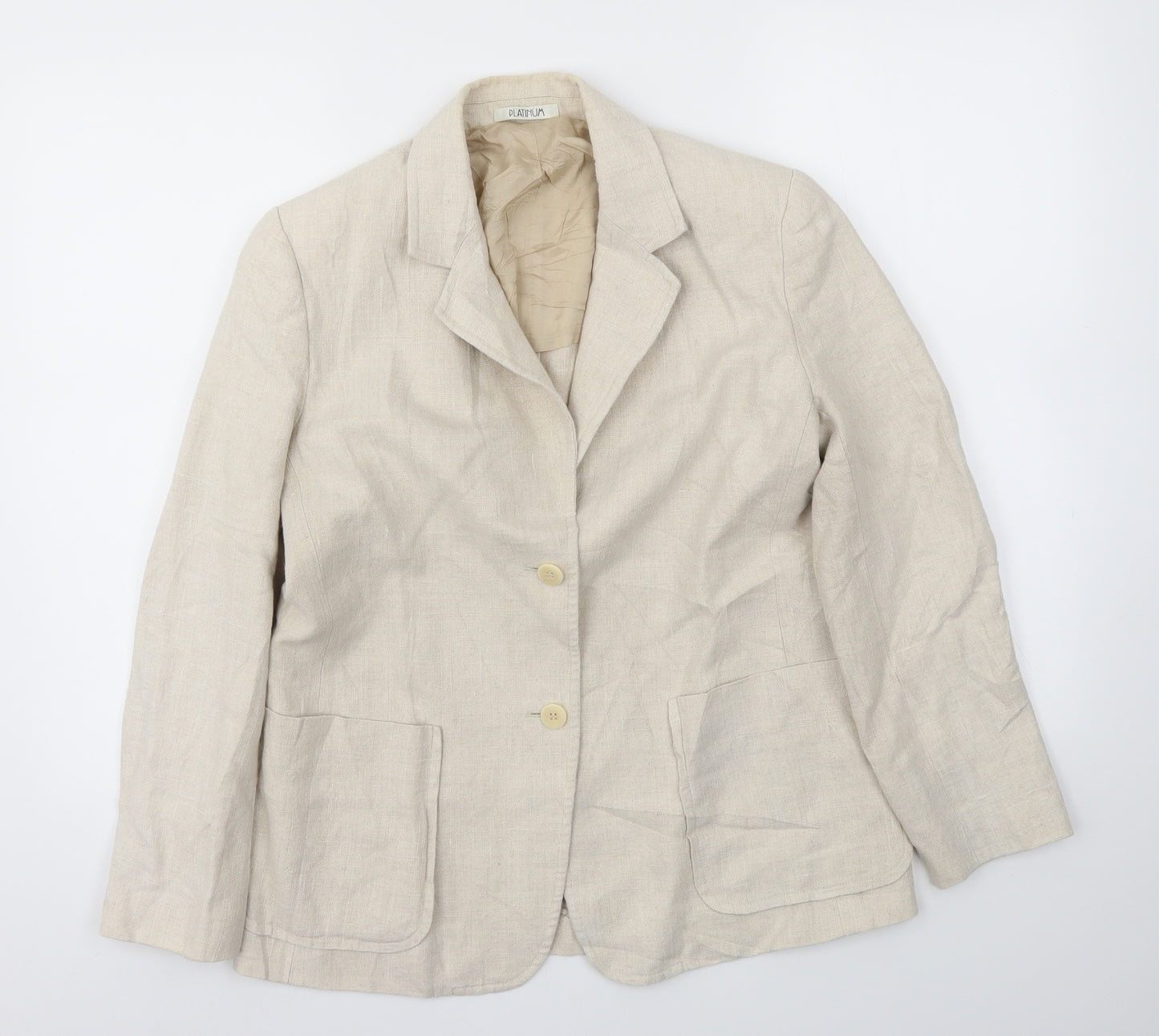 Platinum Womens Beige   Jacket Blazer Size 12