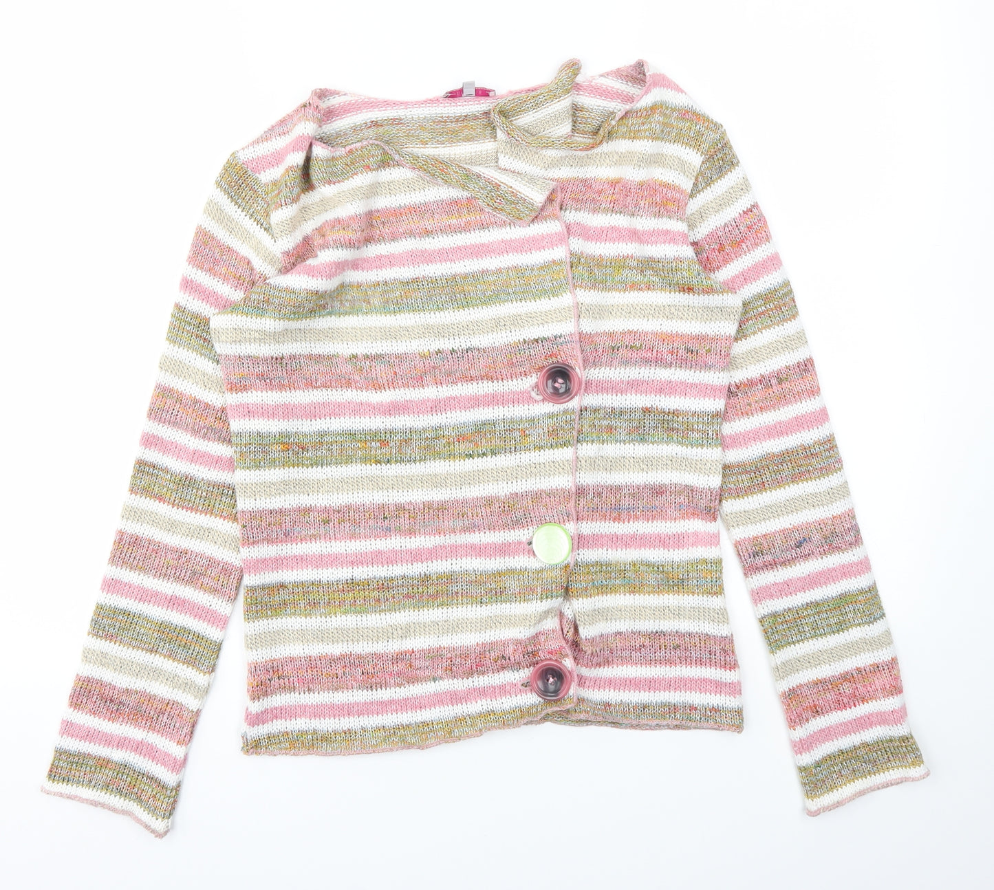 M&S Womens Multicoloured Striped  Cardigan Jumper Size 10