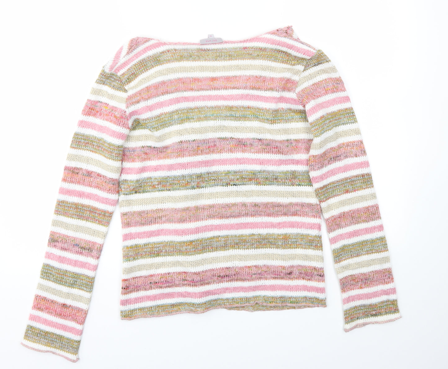 M&S Womens Multicoloured Striped  Cardigan Jumper Size 10