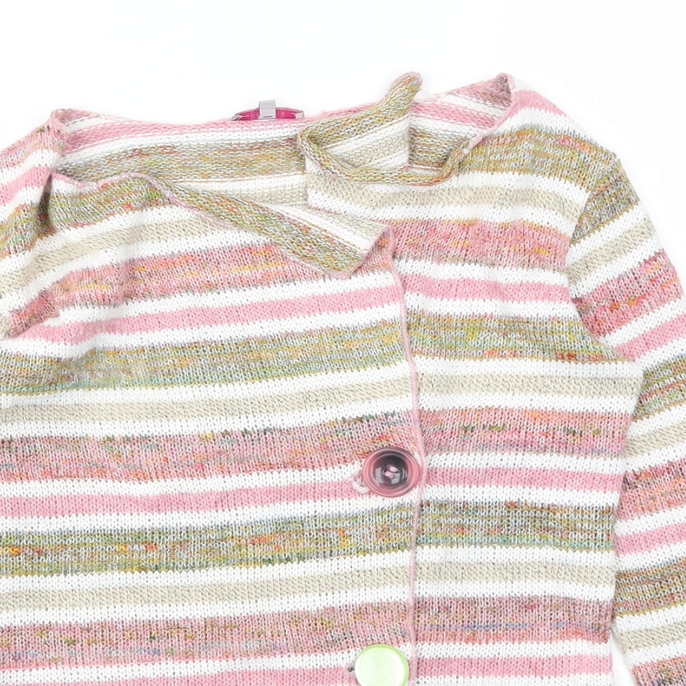 M&S Womens Multicoloured Striped  Cardigan Jumper Size 10