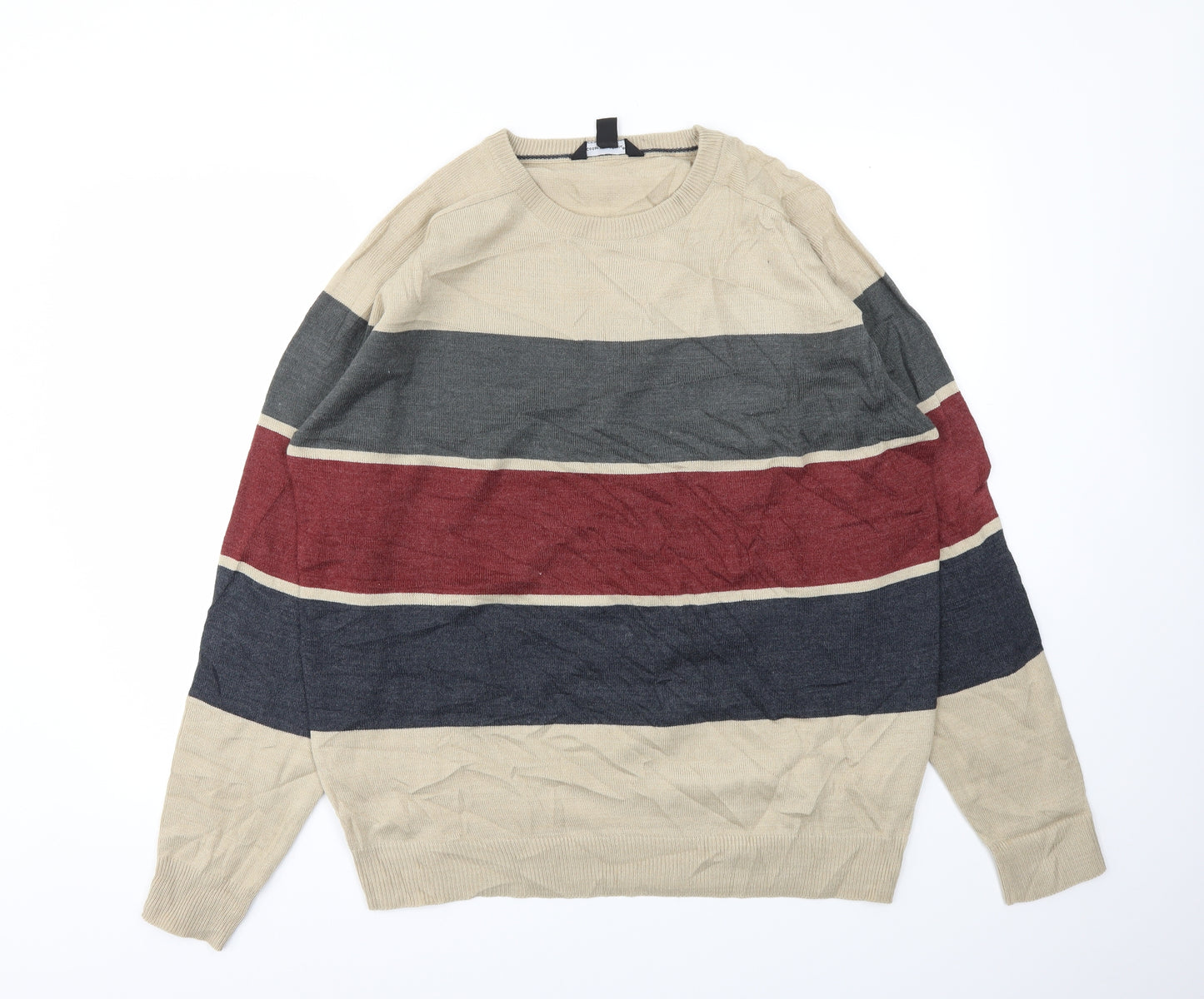 Cedar Wood State Mens Multicoloured Striped  Pullover Sweatshirt Size XL