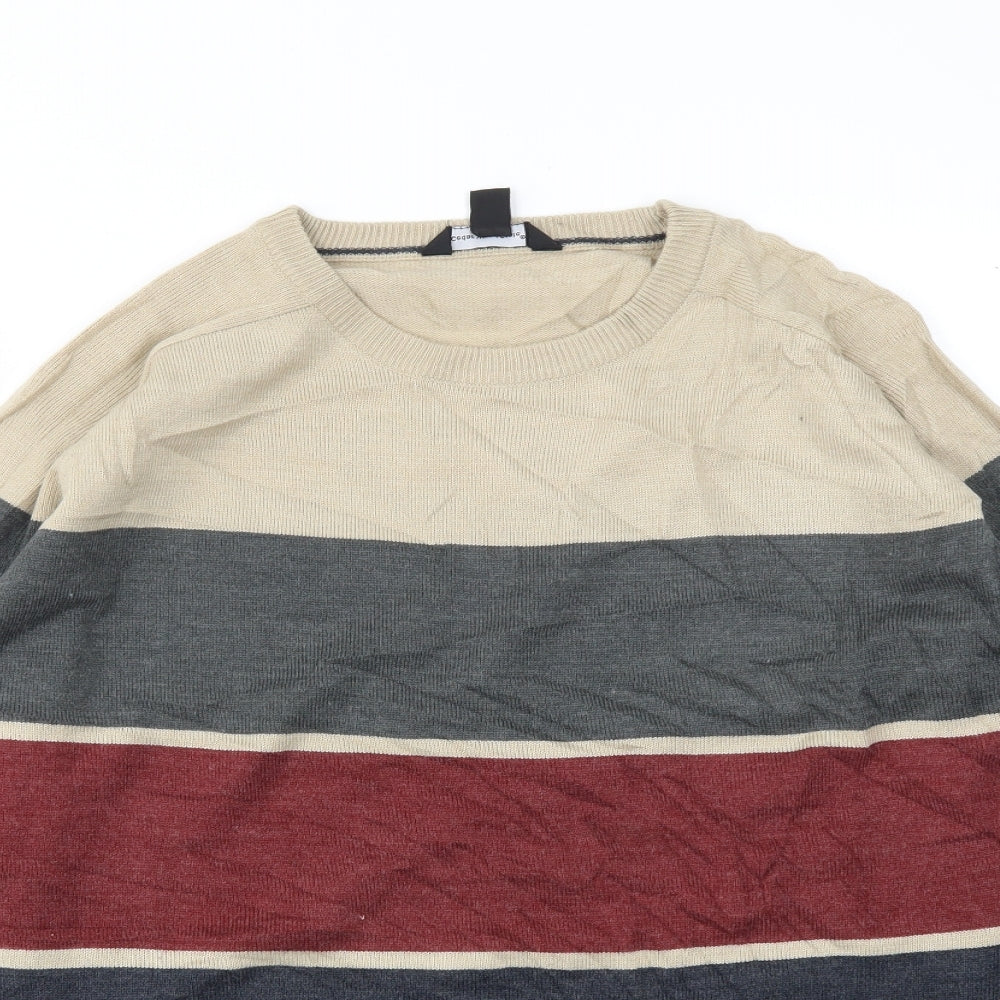 Cedar Wood State Mens Multicoloured Striped  Pullover Sweatshirt Size XL
